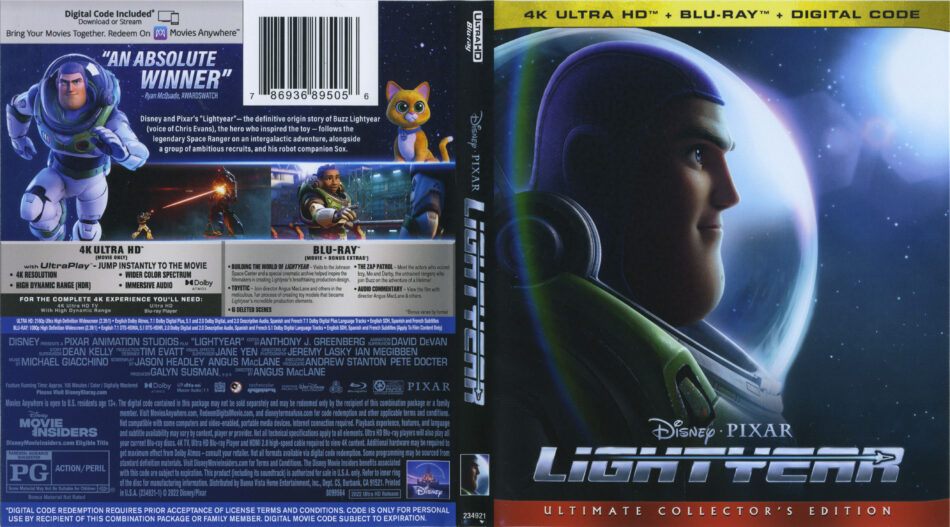 Lightyear Includes Digital Copy 4K Ultra HD Blu Ray Blu Ray 2022