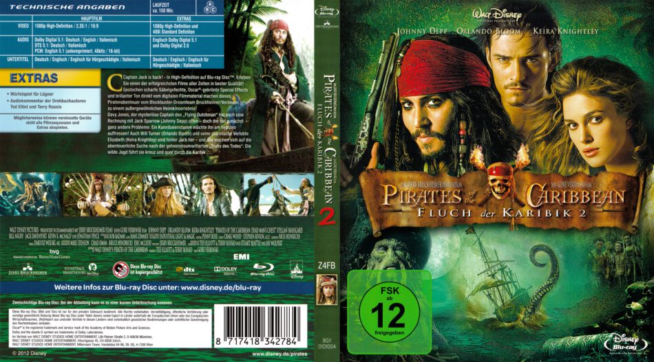 Fluch Der Karibik 2 Pirates Of The Caribbean DE Blu Ray Cover Label