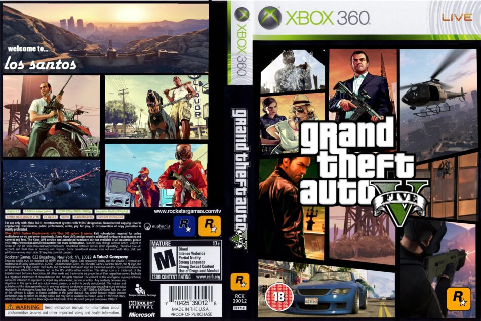 verfrommeld Vervolg lenen GTA V XBOX 360 dvd cover (2013) USA