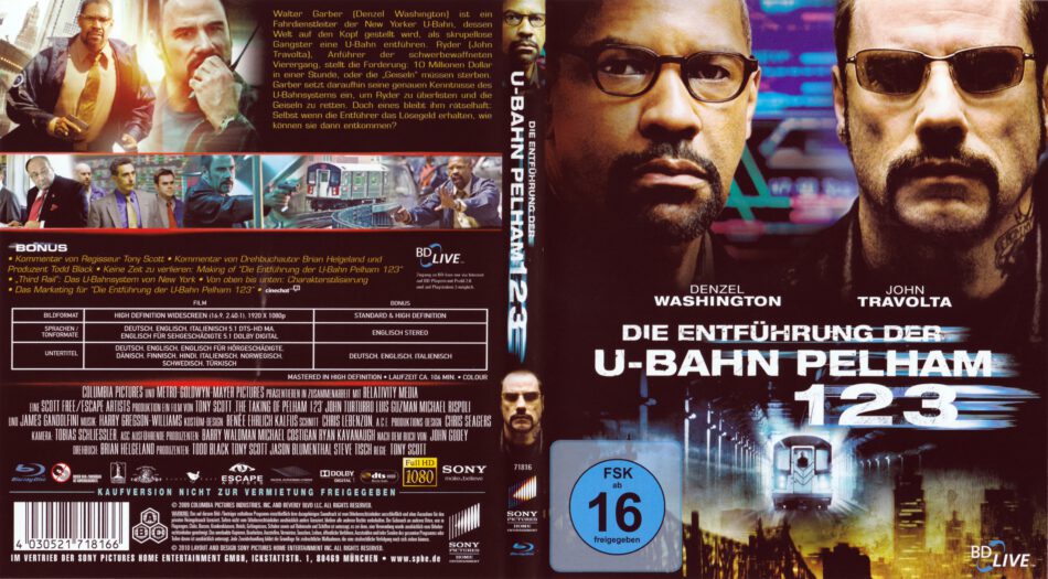 Die Entführung der UBahn Pelham 1 2 3 bluray cover (2009