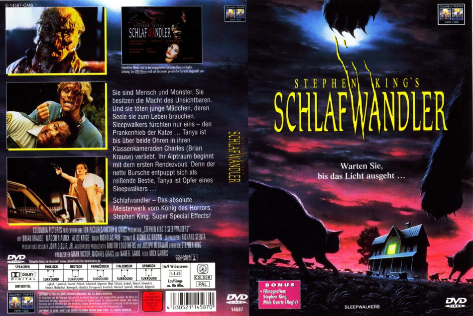 Schlafwandler Dvd Cover 1992 R2 German