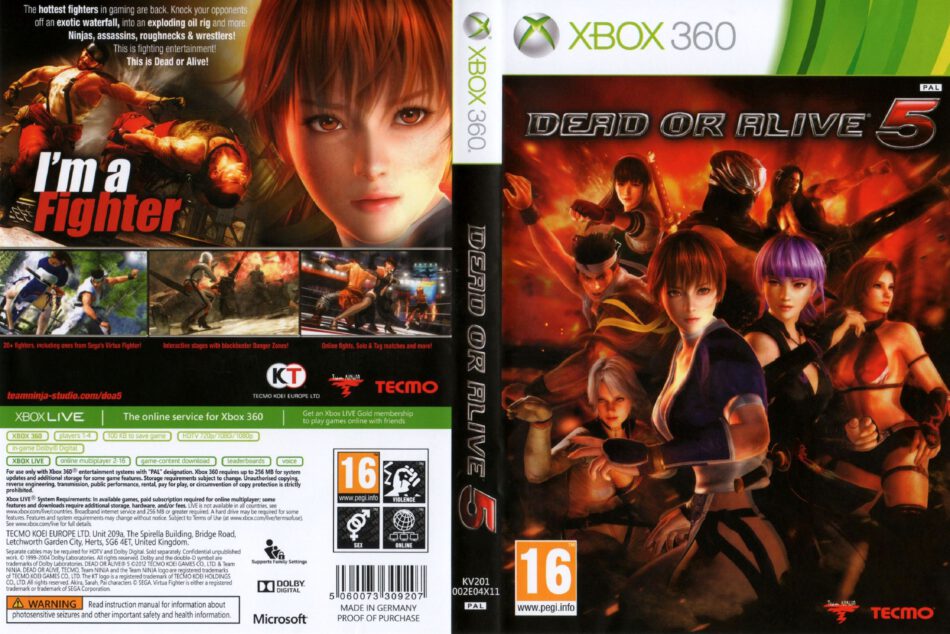 Dead Or Alive 5 Dvd Cover 2012 Xbox 360 Pal 