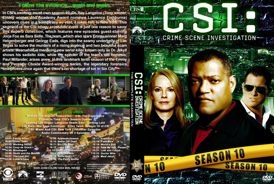 CSI: Crime Scene Investigation - Season 10 dvd cover & labels (2010) R1 ...