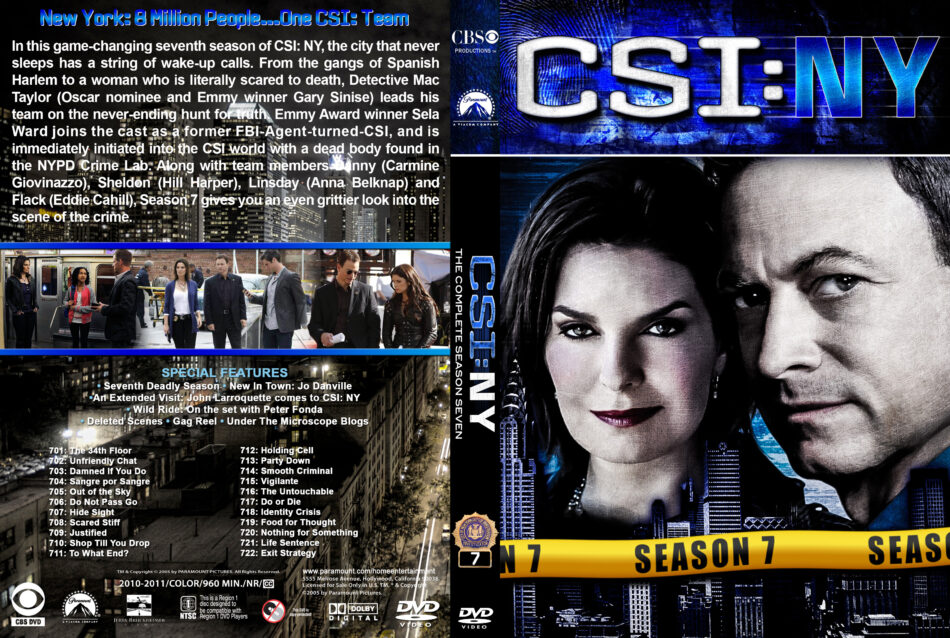 CSI: NY - Season 7 dvd cover & labels (2011) R1 Custom