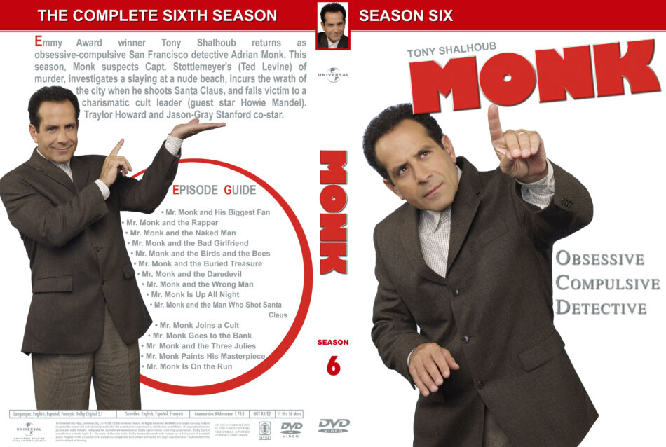 Monk - Season 6 dvd cover & labels (2007) R1 Custom