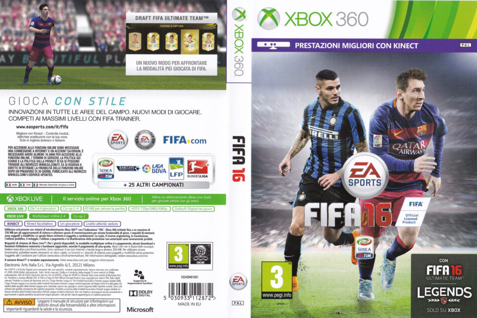Fifa 16 Dvd Cover 15 Xbox 360 Pal Italian