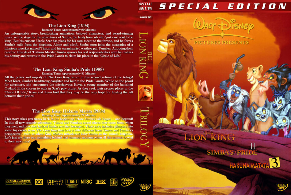 The Lion King Trilogy dvd covers (1994-2004) R1 Custom
