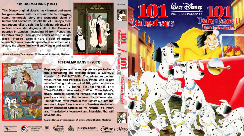 101 Dalmatians Double Feature blu-ray cover (1961/2003) R1 Custom