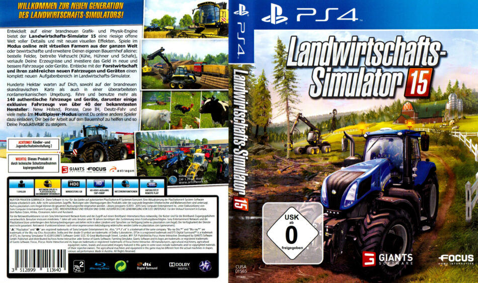 Landwirtschaftssimulator 15 dvd cover (2015) PS4 German