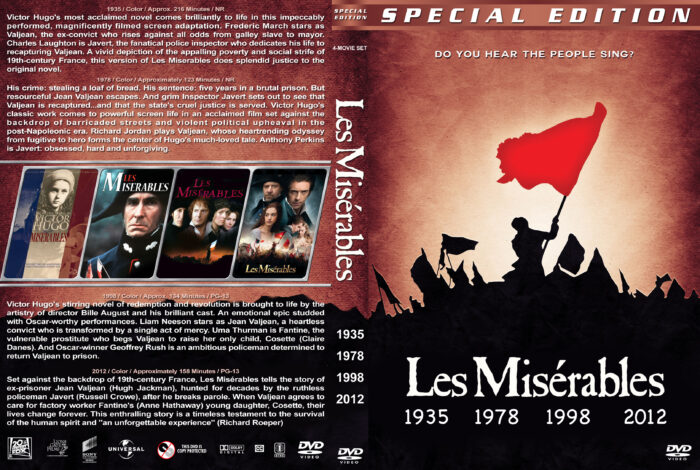 Les Miserables Quad dvd cover (1935-2012) R1 Custom
