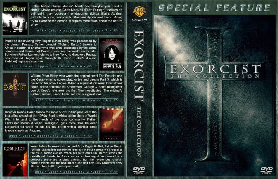 Exorcist: The Collection (5) Dvd Cover (1973-2005) R1 Custom