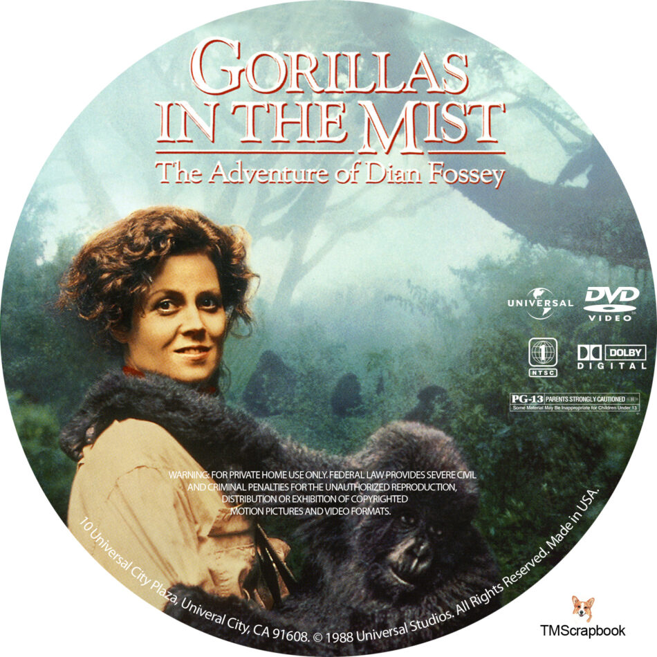 Gorillas in the Mist dvd label 1988 R1 Custom