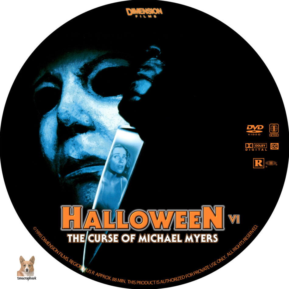 Halloween VI: The Curse of Michael Myers dvd label (1995) R1 Custom