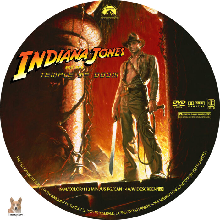 Indiana Jones and the Temple of Doom dvd labels (1984) R1 Custom