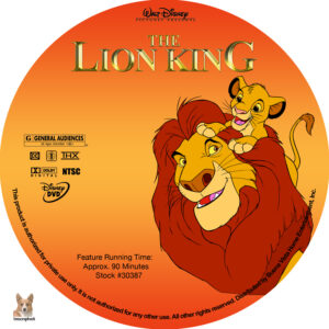 The Lion King dvd labels (1994) R1 Custom