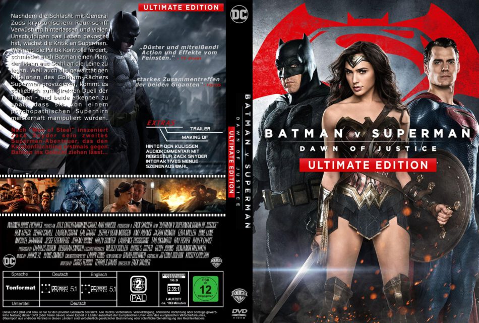 Batman v Superman - Dawn of Justice (Ultimate Edition) dvd cover (2016) R2  GERMAN Custom