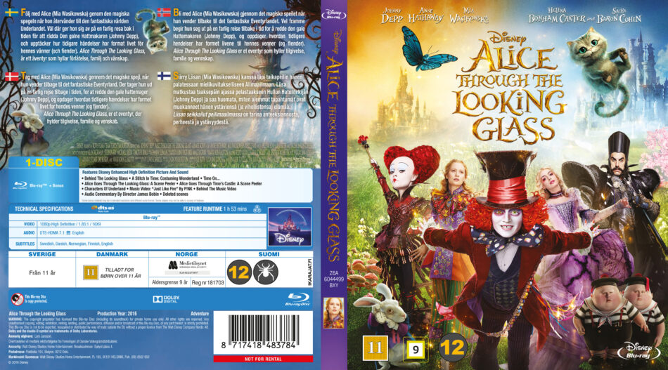 Alice Through The Looking Glass blu-ray cover (2016) R2 Nordic