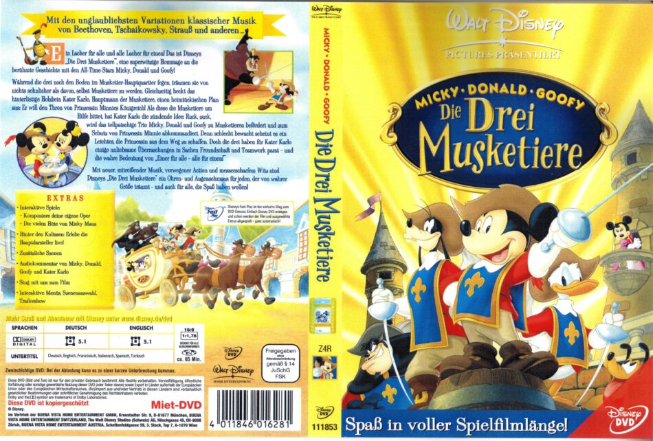 Die Drei Musketiere Walt Disney Dvd Cover Label 00 R2 German