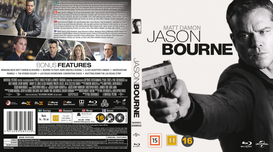 Jason Bourne blu-ray cover (2016) R2 Nordic