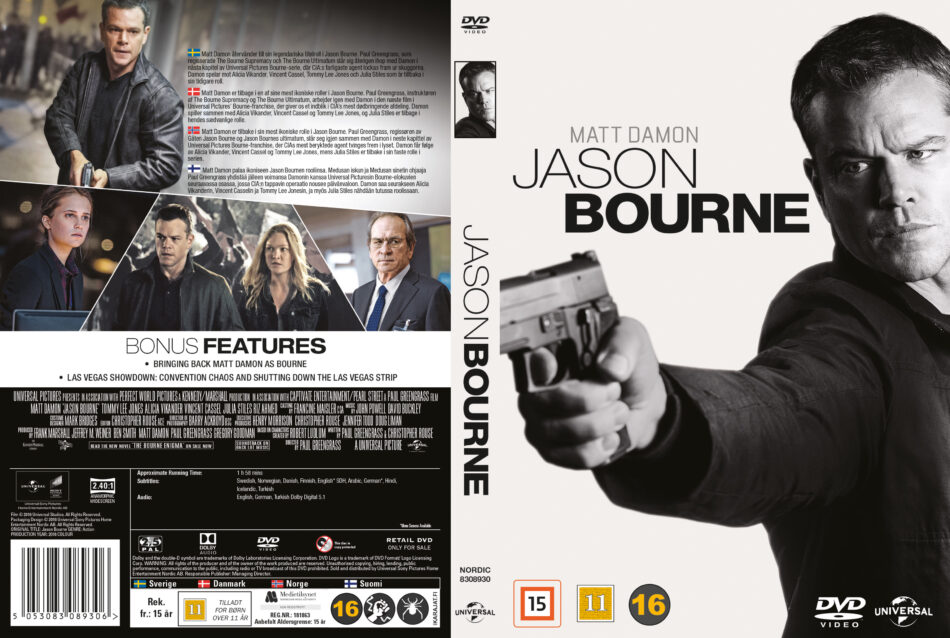 Jason Bourne dvd cover (2016) R2 Nordic