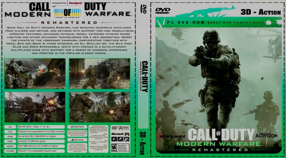 Call Of Duty Modern Warfare Remastered Dvd Cover 2016 Pc Custom