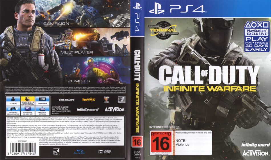 Call Of Duty Infinite Warfare Dvd Cover Label 2016 Pal Ps4