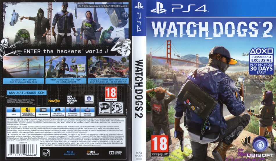 Kritik aflevere mistænksom Watch Dogs 2 dvd cover & label (2016) PAL PS4