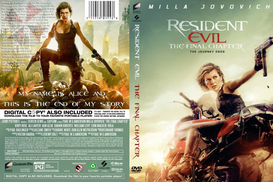 Resident Evil Final Chapter Dvd