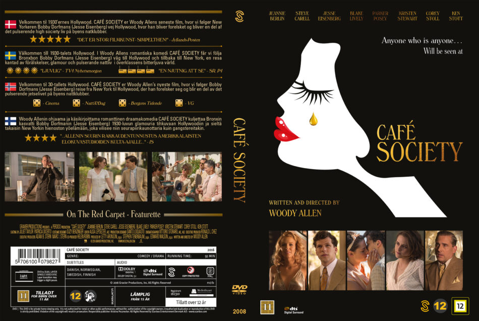 Café Society dvd cover (2016) R2 Nordic Custom