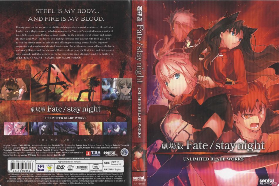 Fate Stay Night Unlimited Blade Works Dvd Cover 10 R1