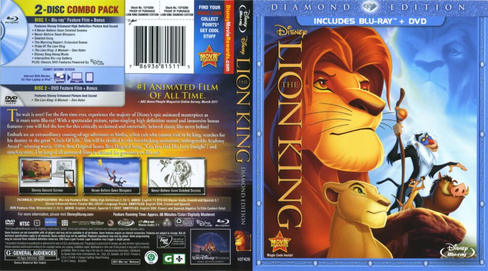 The Lion King blu-ray cover (1994) R1