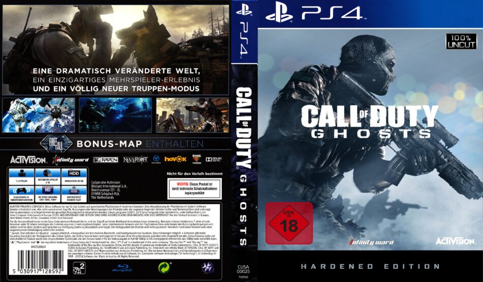 Call of Duty Ghosts (Hardened Edition) dvd cover & label (2013