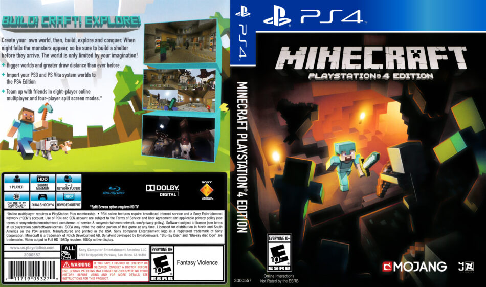 Minecraft Playstation 4 Edition Dvd Cover 2015 Usa Ps4