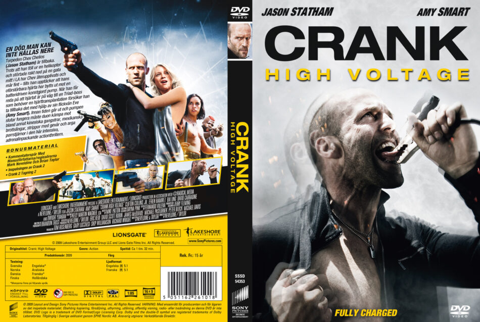 Crank High Voltage dvd cover & custom label (2009) R2 Swedish