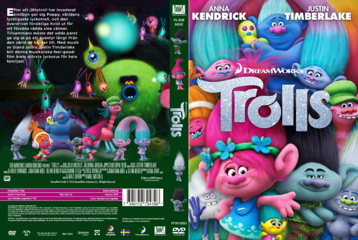 Trolls dvd cover & label (2016) R2 Swedish Custom