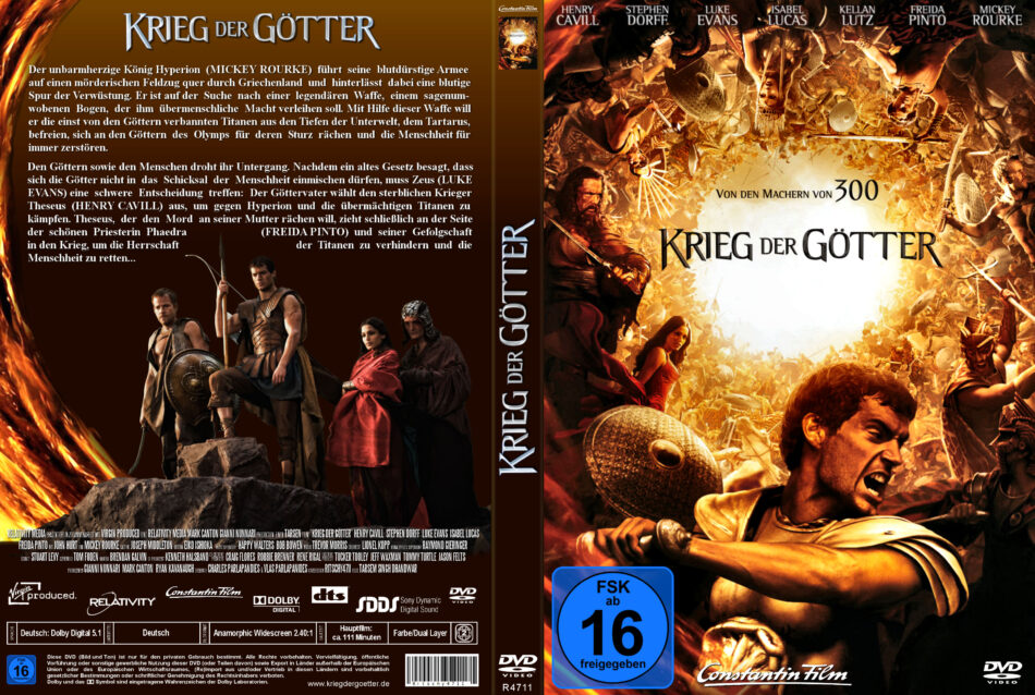 Krieg der Götter dvd cover & label (2011) R2 German