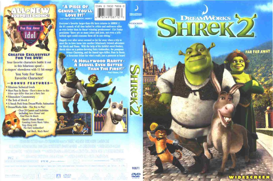 Shrek 2 dvd cover & label (2004) R1