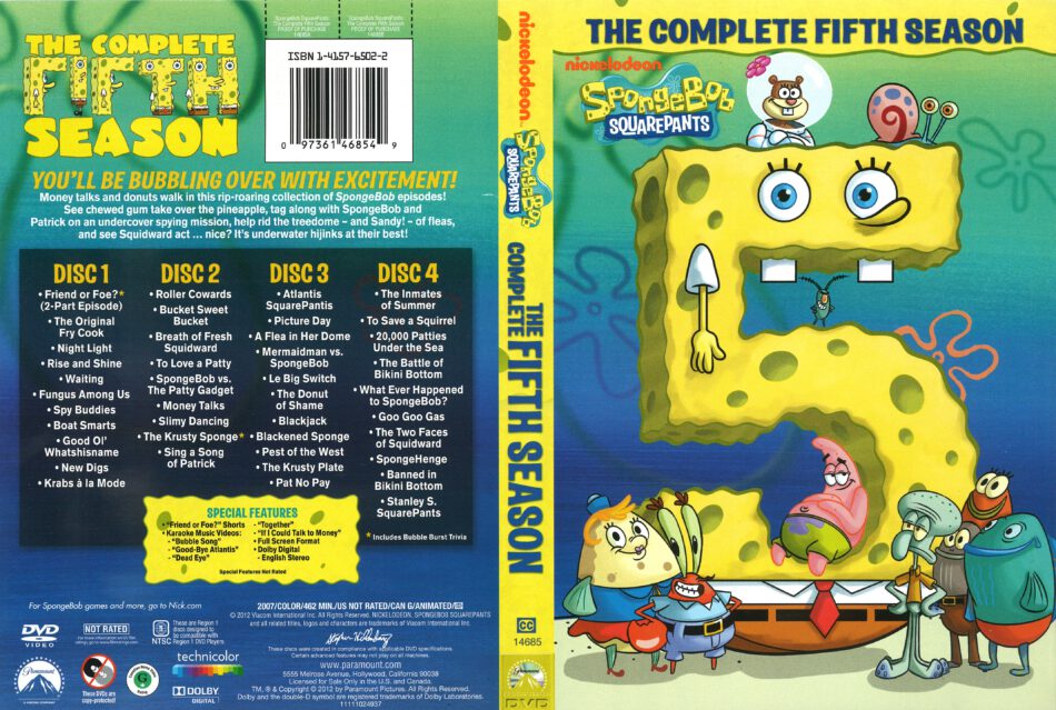 Spongebob Squarepants Season 5 Dvd Cover 2012 R1