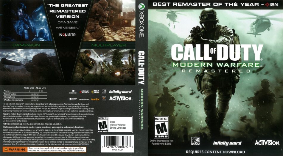 call of duty remastered xbox one