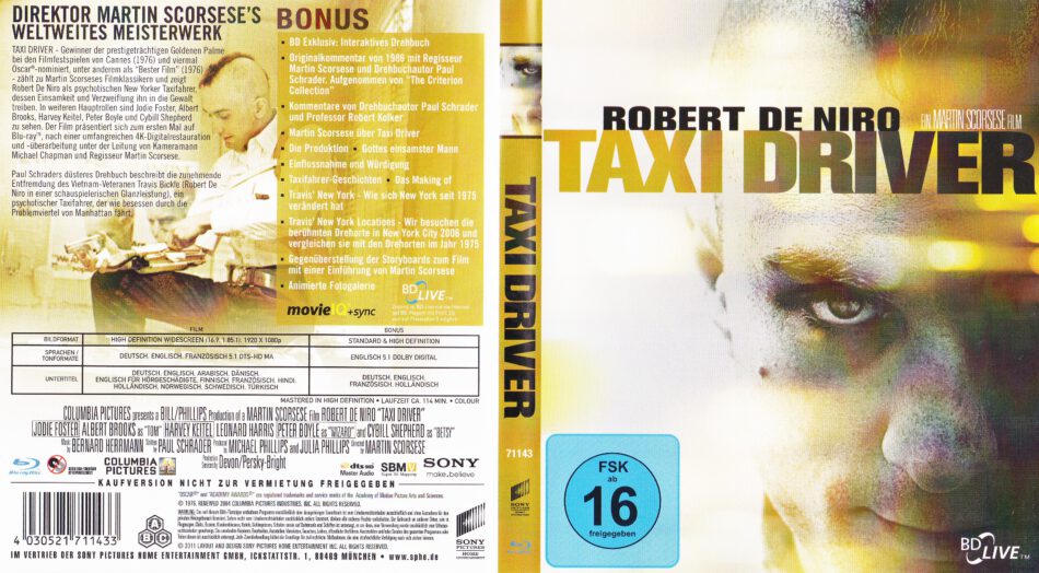 Taxi Driver (1976) blu-ray movie cover