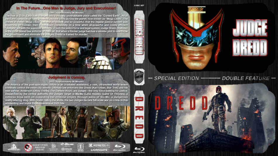 Judge Dredd Dredd Double Feature 1995 2012 R1 Custom Blu Ray Cover Dvdcovercom