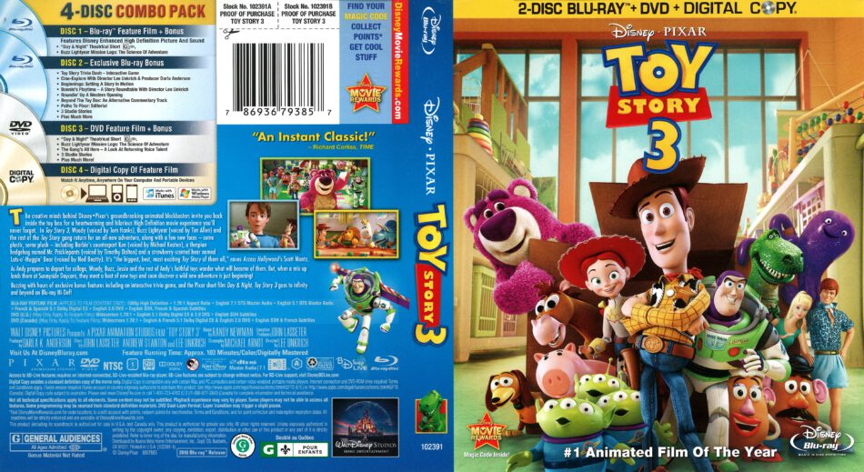 Toy Story 3 (2010) R1 Blu-Ray Cover - DVDcover.Com
