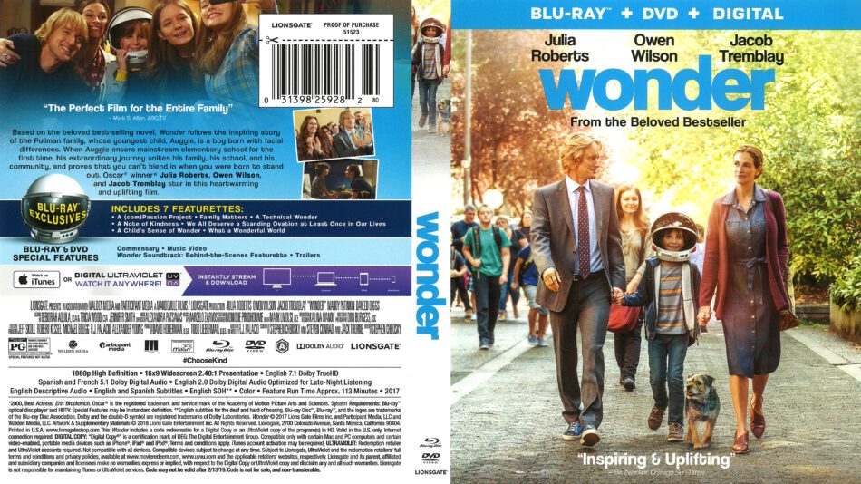 Wonder (2018) R1 Blu-Ray Cover - DVDcover.Com