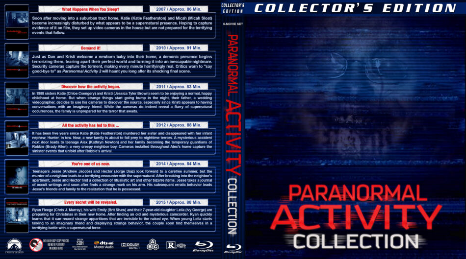 Paranormal Activity Collection 6 2007 2015 R1 Custom Blu Ray Cover Dvdcover