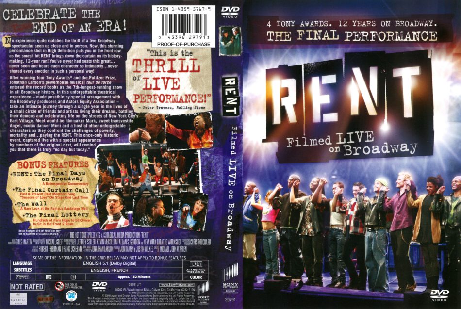 Rent: Filmed Live on Broadway (2008) R1 DVD Cover - DVDcover.Com