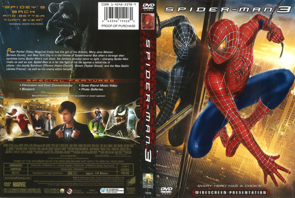 Spider-Man 3 (2007) R1 DVD Cover 