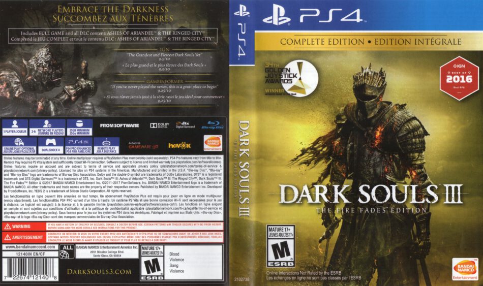 Dark Souls Iii The Fire Fades Edition 2017 Ntsc Ps4 Cover