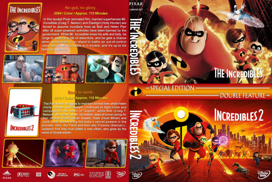 The Incredibles Double Feature 2004 2018 R1 Custom Dvd