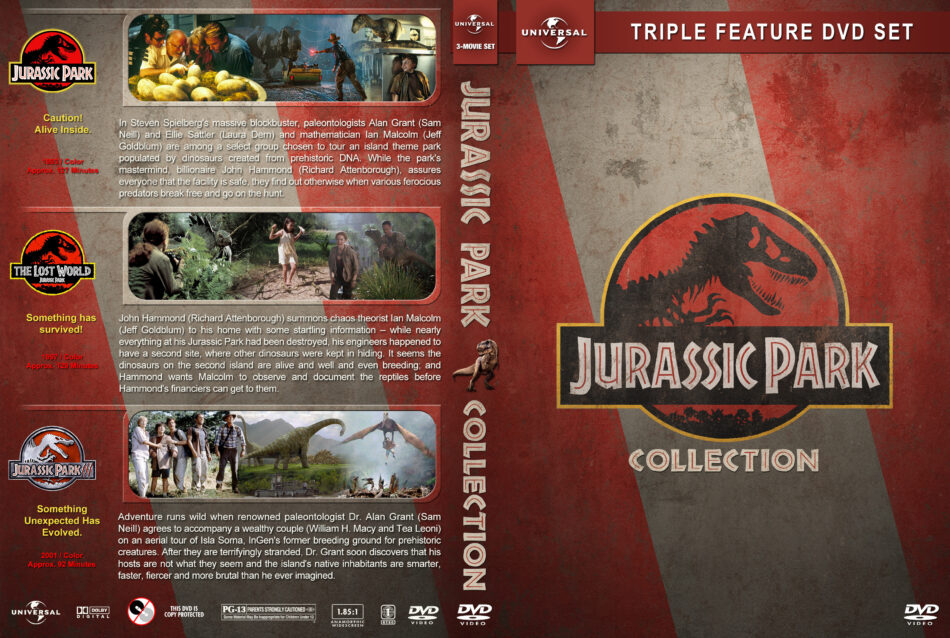 Jurassic Park Triple Feature 1993 2001 R1 Custom Dvd Cover Dvdcovercom 