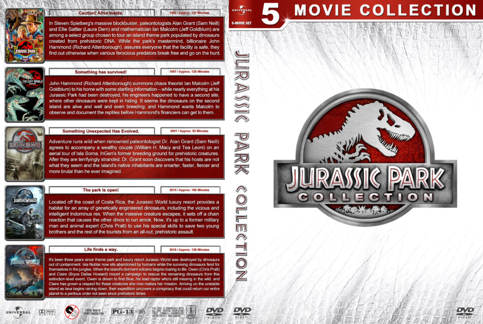 Jurassic Park Collection 5 1993 2018 R1 Custom Dvd Cover Dvdcovercom 